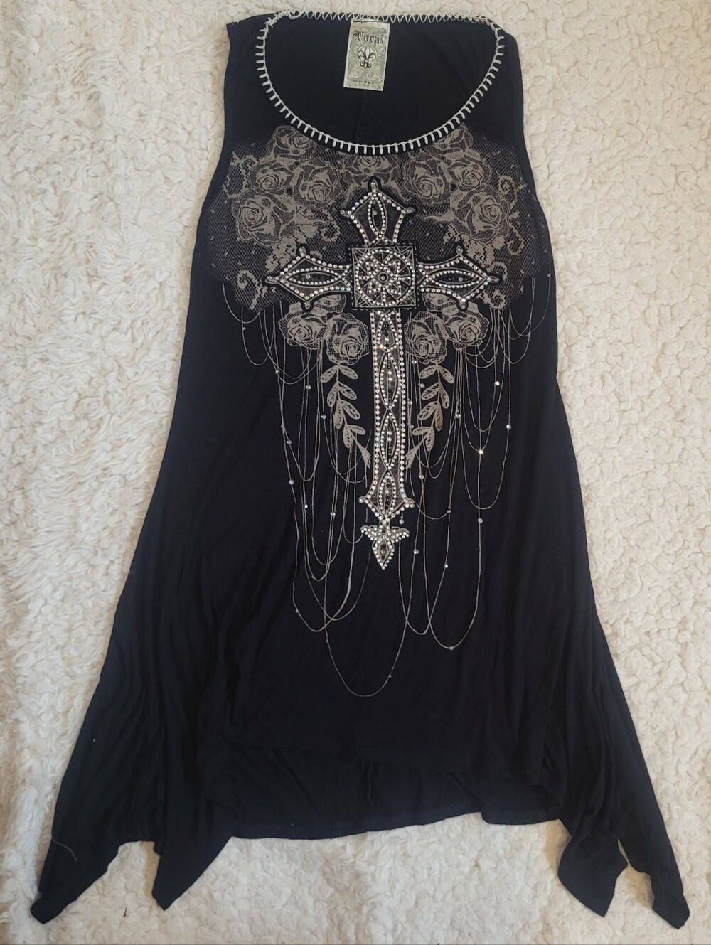 Womens Vocal Y2K Tunic Tank/Shirt Dress Rhinestones Large